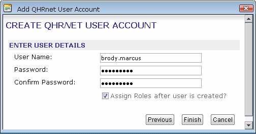 qhrnet create qhrnet user account dialog
