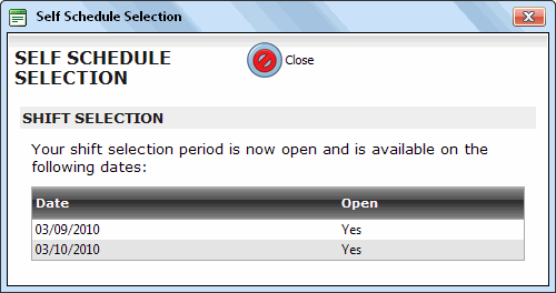 self schedule selection dialog new